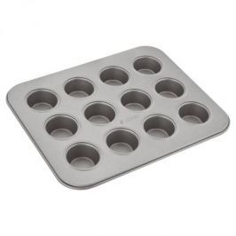 Forma do pieczenia 12 muffinek i babeczek ze stali nierdzewnej JUDGE CUPCAKES SZARA