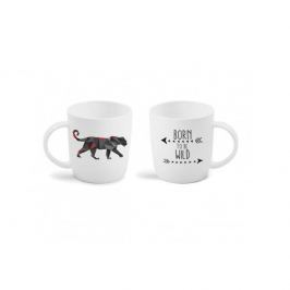 Kubek porcelanowy z napisem VIALLI DESIGN MIA NATURA PANTHER BIAŁY 370 ml