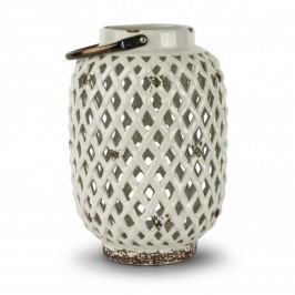 Lampion ozdobny ceramiczny DUO DIAMOND BIAŁY 28,5 cm