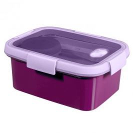 Lunch box plastikowy ze sztućcami i pojemnikiem na sos CURVER SMART TO GO PROSTOKĄTNY FIOLETOWY 1,2 l