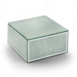 Szkatułka na biżuterię szklana DUO SILVER SQUARE SNAKE SREBRNA
