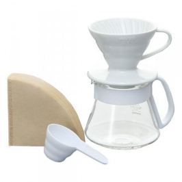 Dripper do kawy z dzbankiem szkalnym HARIO DRIPPER AND POT WHITE V60