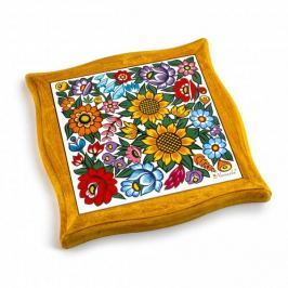 Podkładka pod garnek drewniana NANAELO KWIATY ZALIPIAŃSKIE ŻÓŁTY 20 x 20 cm