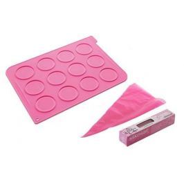 Mata do makaroników silikonowa i rękawiczki SILIKOMART KIT WHOOPIES RÓŻOWA 40 x 30 cm