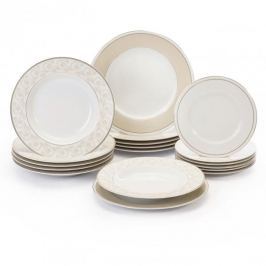 Komplet talerzy porcelanowych PORCELANA KRZYSZTOF ORNAMENTY na 6 osób (18 el.)