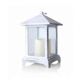 Lampion ozdobny plastikowy ze świecą led MONDEX CANDLE BIAŁY 23,5 cm