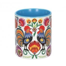 Kubek ceramiczny boss NANAELO KOGUCIKI FOLKLOR ŁOWICKI NIEBIESKI 290 ml