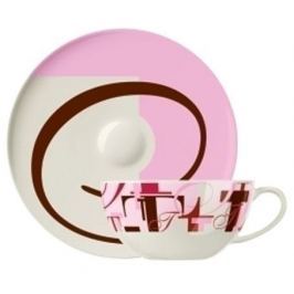 Filiżanka do kawy i herbaty porcelanowa ze spodkiem RITZENHOFF SCHULTING RÓŻOWA 330 ml