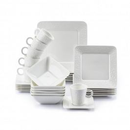 Serwis obiadowo - kawowy porcelanowy DUO ALFA BIAŁY na 6 osób (30 el.)