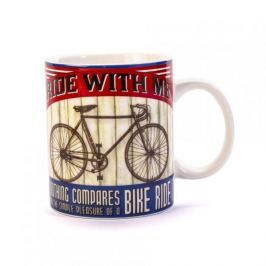 Kubek ceramiczny z nadrukiem DUO BIKE RIDE RIDE WITH ME BIAŁY 300 ml