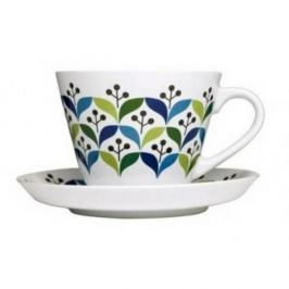Filiżanka do kawy i herbaty ceramiczna ze spodkiem SAGAFORM RETRO BIAŁA 350 ml