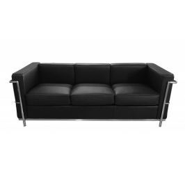Sofa trzyosobowa SOFT LC2 czarna - włoska skóra naturalna